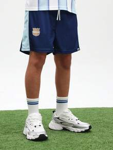 SUMWON Boys Argentina Style Soccer Jersey And Shorts Set Light Blue White Striped Football Kit With Number 10 Print V Neck Short Sleeve Outfit , World Cup - Multicolor - View 4