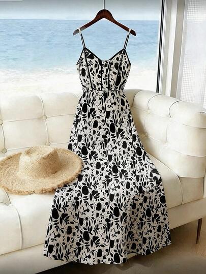 GlowEve CURVE Vestido camisero de mujer talla grande con cuello en V y cintura ceñida, con estampado floral ditsy, adecuado para primavera/verano, vacaciones y uso diario