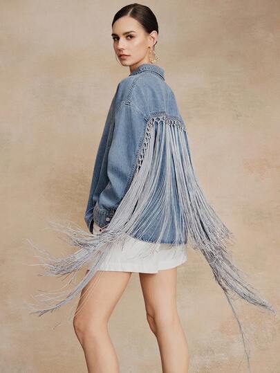 Anewsta Women's Elegant Romantic Fringe Trim Long Sleeve Shirt, Suitable For Parties, Vacations, Casual Wear, Spring/Summer