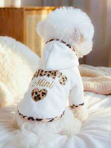PETSIN 一件猫狗通用服装，绣有“我爱妈妈”字样的连帽衫，充满爱意，宠物休闲上衣 - 白色 - 查看 4