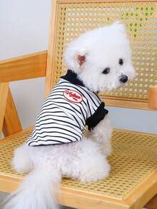 PETSIN 1pc Cat/Dog Universal Clothing, Spring And Summer Thin Breathable Retro Striped Vest, Suitable For Small Dogs To Wear Clothes - Multicolor - View 9
