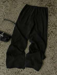 Attitoon Women's Casual Low-Waist Straight Leg Sweatpants, Suitable For Summer, Washed Effect - Black - View 2