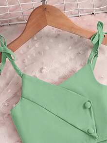 Elladie kids 2 Stück/Set Kleinkind Mädchen Mode Fliege Top und Anzughose, geeignet für den täglichen Gebrauch und den Urlaub, Sommer - Grün - Übersicht 1