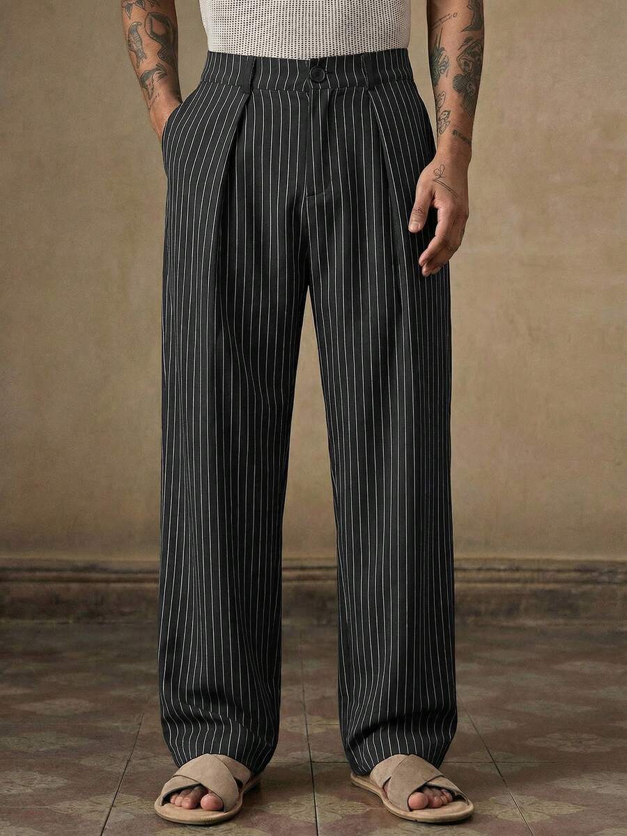 HIMLAND 男士休闲印花裤 - 黑色 - 查看 1