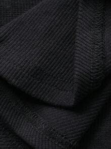 DAZY 女士不对称下摆长袖修身T恤，时尚音乐节休闲上衣，适合夏季、春季和秋季穿着。 - 黑色 - 查看 3