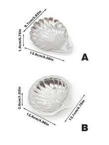 1pc Silver-Plated Scalloped Shell Serving Dish - Elegant Nautical Butter And Jam Bowl For Fine Dining & Tea Parties - Silver - View 4