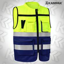 KAMPAK KW553 高能见度反光背心，带多功能口袋和加固扣件，适用于工作、食品和工业场所。 - azul - 查看 6