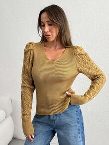 Women Sweaters - Camel - View 3