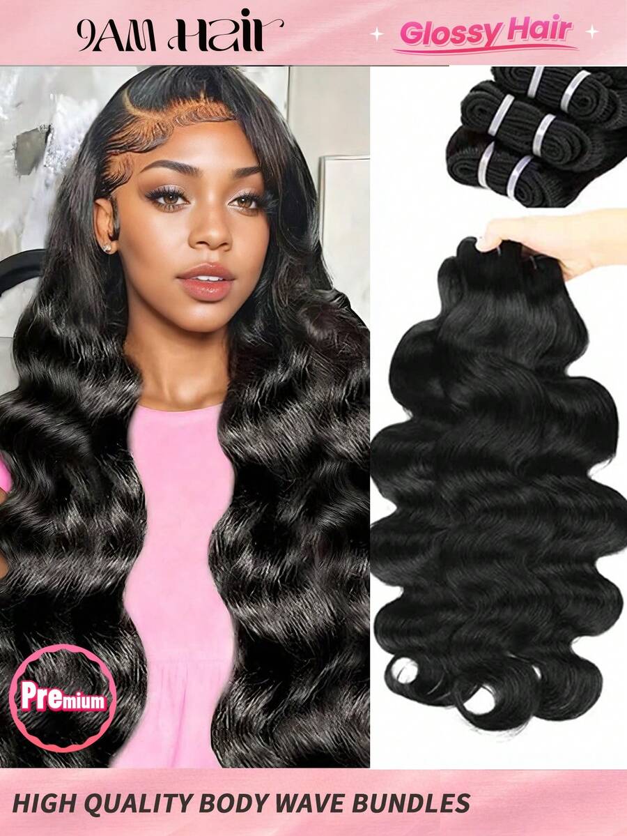14-28Inch Luxury Body Wave Human Hair Bundles Virgin Hair Extension 18 18 18 High Grade Real Double Weft Hair 3pcs Weave High Gloss Long Lifespan Hair Daily & Salon Quality Use Soft & Silky Premium Invisible Hair Extensions