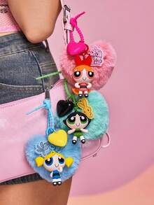 THE POWERPUFF GIRLS X SHEIN 可爱毛绒钥匙扣、包包挂件、钥匙链 - 彩色 - 查看 6