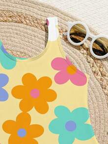 Souflis Souflis Young Girls Floral Print One-Piece Swimsuit,Kids Beachwear Bathing Suits For Summer,Beach,Family Vacation,Holiday - Multicolor - View 3
