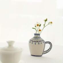Cirelle 1个双面手绘花瓶，桌面装饰花瓶，陶瓷小花瓶，插花器具，适用于家居、卧室、阳台、客厅装饰，适合作为圣诞节、万圣节、新年礼物 - 陶瓷花瓶 - 查看 6