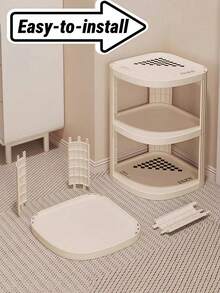 [Scandinavian INS Style] Multi-Layer Plastic Cream-Color Shoe Rack For Home Space Saving | Narrow Triangle Stackable Shoe Organizer Shelf For Entryway, Corners, Dorms | Bookshelf + Cosmetics & Kitchen Supplies Display Rack (Suitable For Small Spaces/Hallways/Foyers, With Adjustable Layers) - Multicolor - View 8