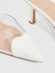 CUCCOO SZL Women's Fashionable Elegant Pointed Toe Transparent Strap Pumps Spring Shoes - White - View 6