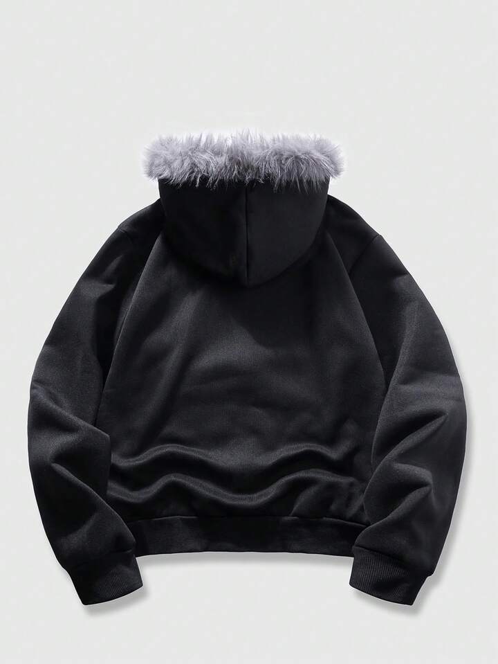 Our Spring Casual Graphic Men's Gothic Fluffy Angel Print Zip-Up