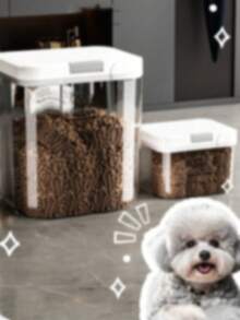 1个2.9升/5升/10升/15升防潮防虫宠物食品储存容器，大容量猫/狗食品储存桶，宠物密封谷物储存，透明设计方便查看剩余食物。 - 彩色 - 查看 7