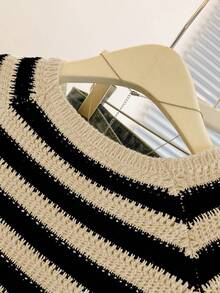 Franclia 新款小众设计条纹圆领独特百搭修身女式开衫 - 彩色 - 查看 6