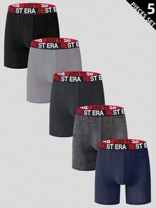 5条装男士字母印花平角内裤 - 彩色 - 查看 3