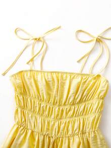 Qadelle Women's Solid Color Minimalist Casual Long Dress - Yellow - View 6