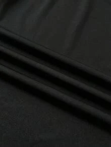 SHEIN 少女款海军蓝白领针织休闲撞色修身短款上衣，带小号Logo刺绣 - 黑與白 - 查看 6