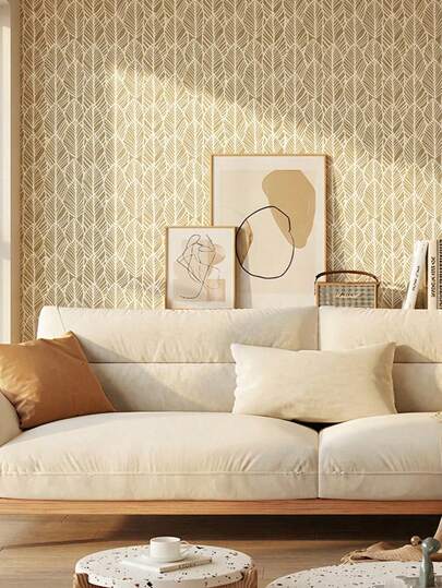 Cirelle Removable Faux Rattan Wallpaper - 3m Self-Adhesive Geometric Line Design, Waterproof & Thickened For Easy DIY Room Makeover
