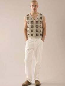 SWAVVY Men's Casual Sleeveless Knit Top - Apricot - View 4
