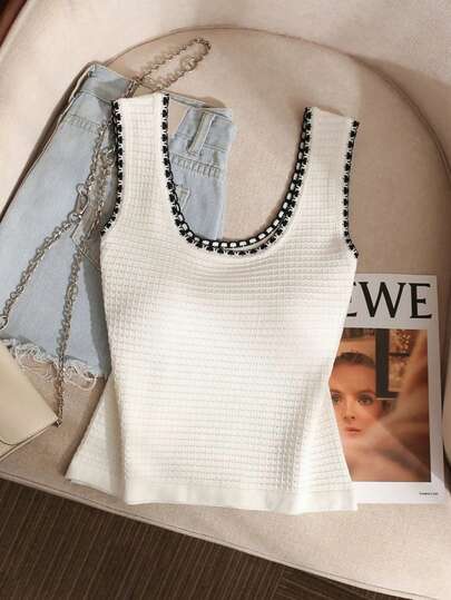 Franclia Camiseta de punto para mujer, camiseta interior elegante y sexy de ajuste ceñido para uso en verano