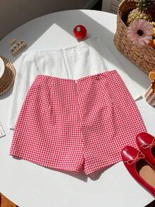 Comfortcana 女士休闲系带短裤套装 - 紅色 - 查看 2