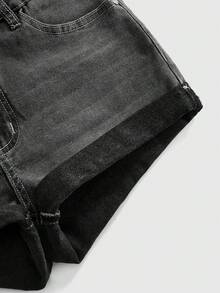 ROMWE Avant Women's Y2K Chic Star Denim Shorts - Grey - View 4