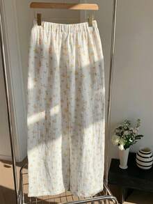 Comfortcana Quần ống rộng dáng suông, màu trơn, chất liệu vải nhăn, có dây rút, thích hợp cho kỳ nghỉ hè, cỡ lớn. - trắng - Xem 2