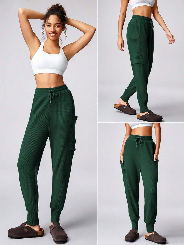 Waffle-Textured Make It Sporty Loose Cargo Joggers
