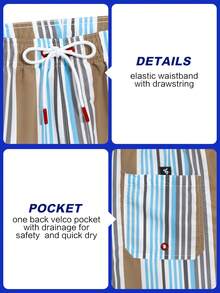 Manfinity KASUA Pantalones cortos de playa con cordón en la cintura y estampado de rayas para hombres - Azul menta - Ver 6