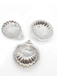 1pc Silver-Plated Scalloped Shell Serving Dish - Elegant Nautical Butter And Jam Bowl For Fine Dining & Tea Parties - Silver - View 6