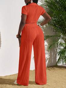 Slaydiva Elegant Rhinestone Mesh Dress Set, Women's Graceful 2 Pieces Outfit - Z Yoga Jumpsuit Y2k Trousers Wrap Around Pants Y2k Jumpsuit Wool Two Piece - Orange - View 2