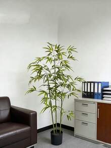 Trang trí phòng khách bằng tre giả, cây xanh phong cách Thiền Trung Hoa mới, cây trang trí chậu lớn từ sàn đến trần nhà, cây bonsai cỡ lớn, tre giả. - màu xanh lá - Xem 4