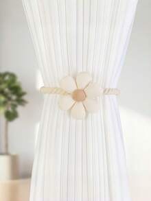 1/2PCS Adjustable Fabric Flower Cute Button Loop Creative Holdback Decorative Floral Pastel Curtain Tieback Straps Home Living Room Bedroom Decor Wedding Party Housewarming Gift Aesthetic Boho Cottagecore DIY - multicolor - View 8
