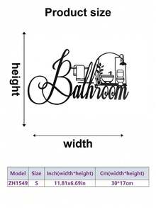 1PC Minimalist Metal Bathroom Sign, Iron Metal Wall Art, Classic Style, Suitable For Home Decor, Office, Bedroom, Yard, Kitchen, Bathroom Decor, Housewarming Gift, Removable & Reusable Bathroom Wall Hanging - Multicolor - View 10