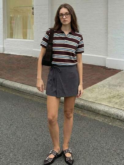 Muvela Casual shorts voor dames met strikceintuur, effen kleur, veelzijdig voor dagelijks gebruik in de zomer.