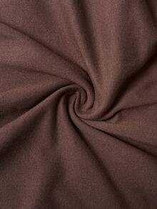 Sunspun Kaos Ukuran Besar Musim Panas Kasual Warna Polos Leher Asimetris Pinggang Terikat - Coklat - View 7