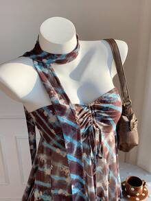 Comfortcana 2026 New Arrival Spring/Summer Women's Plaid Front Tie Fashionable Bandeau Top Spring Outfit Beach Outfit For Women  Vacation Outfits Women Brown Tulle Top Y2K Tops - Multicolor - View 7
