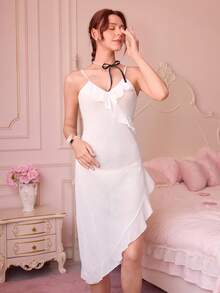 Bonmuse Sexy Sheer High Slit Nightgown - White - View 4