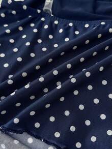 SHEIN Tween Girl Matching Neck Warmer, Bandeau Top, Ruched Waist - Navy Blue - View 6