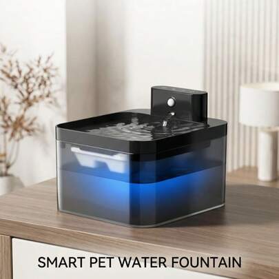 PETSIN Wireless Cat Water Dispenser, 2.2-Liter Cat Water Dispenser, Wireless With Motion Sensor, Cat Water Dispenser, Silent Water Pump With LED Light, 2600 MAh Battery Power Supply, High-Quality Filtration System