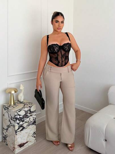 Maria Perezxox Women's Solid Color Low-Waist Casual Pants,Fall Clothes For Women Women Dress Pants Business Casual Women Pants