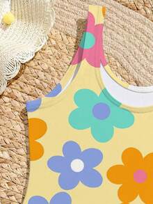 Souflis Souflis Young Girls Floral Print One-Piece Swimsuit,Kids Beachwear Bathing Suits For Summer,Beach,Family Vacation,Holiday - Multicolor - View 4