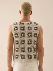 SWAVVY Men's Casual Sleeveless Knit Top - Apricot - View 2