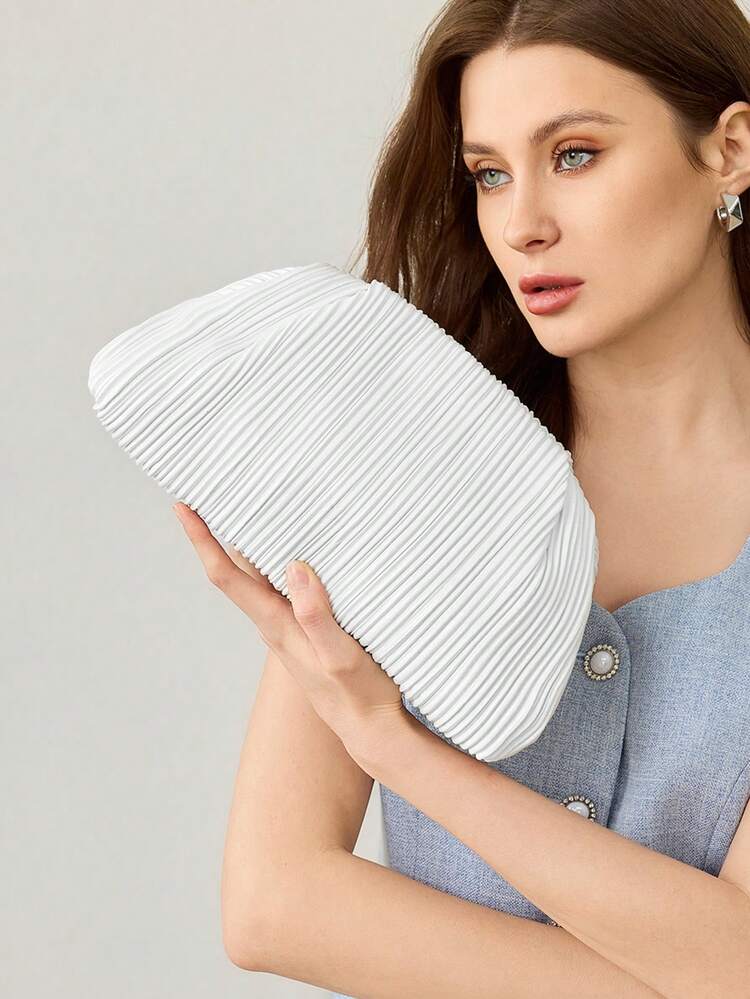 LADIES CLUTCH BAG, EXQUISITE MINIMALIST PLEATED DINNER BAG
