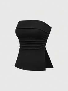 ROMWE Grunge Punk Sexy Multi-Piece Black & White Solid Color Split Hem Women Tops - Multicolor - View 10