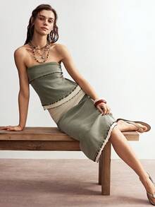 Bohemela Women's Casual Knit Patchwork Skirt - Multicolor - View 7