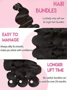 14-28Inch Luxury Body Wave Human Hair Bundles Virgin Hair Extension 18 20 22 High Grade Real Double Weft Hair 3pcs Weave High Gloss Long Lifespan Hair Daily & Salon Quality Use Soft & Silky Premium Invisible Hair Extensions - Natural Black - View 5